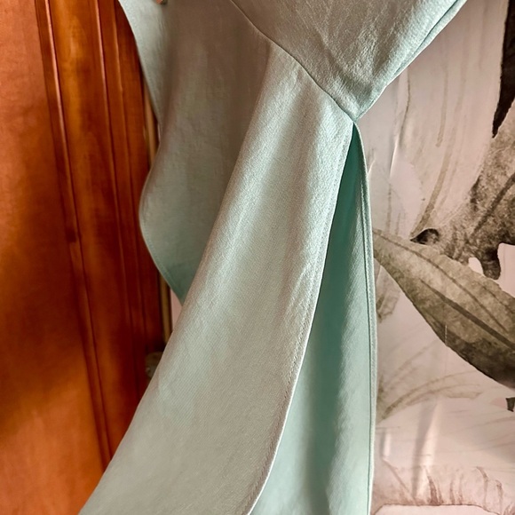 Express Sea-foam Green Wrap Blouse with Bell Sleeves - Picture 3 of 5